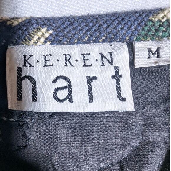 Vtg 1990s Keren Hart Denim Tribal Print Cotton Patchwork Button Up Jacket Sz M - Picture 5 of 5